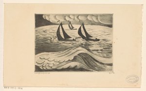 Trois voiliers en tempête (La Tempête) - Lodewijk Schelfhout (signed by artist)