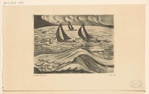 Trois voiliers par tempête en mer
