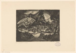 Paysage vallonné avec arbres et bâtiments - Lodewijk Schelfhout (signed by artist)