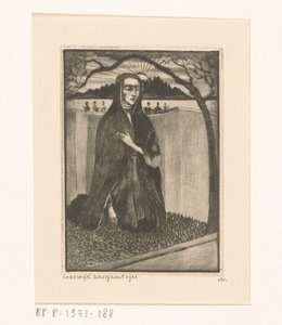 Femme au tombeau - Lodewijk Schelfhout (signed by artist)