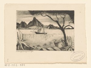 Voilier dans une baie - Lodewijk Schelfhout (signed by artist)