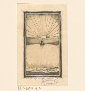 Voilier en mer au lever ou coucher du soleil - Lodewijk Schelfhout (signed by artist)