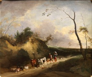 Paysage avec figures et animaux.