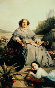 Portrait de Madame Clicquot, née Ponsardin 1777-1866 avec sa fille, entre 1851 et 1860