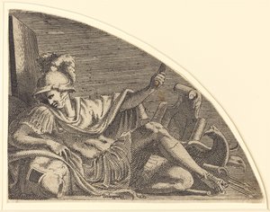 Mars assis sur des trophées