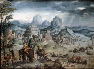 Bataille du lac Trasimène (huile sur toile)