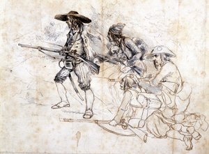 Soldats chouans - dessin par Léonce Pepetit, B.M. de Dinan