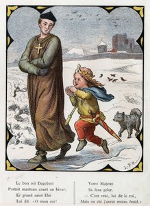 Illustration de Lorenz Frolich (1820-1908) pour la chanson populaire "Le Bon Roi Dagobert". Édition J. Hetzel. Vers 1880.