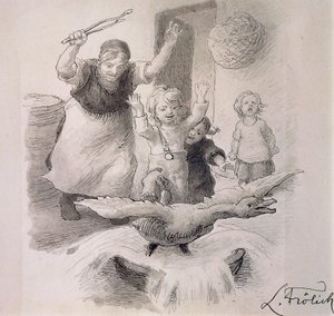 Le Vilain Petit Canard, illustration de Lorenz Frolich pour le conte de Hans Christian Andersen