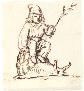 Garçon assis sur un escargot - Lorenz Frølich