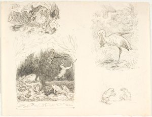 Quatre esquisses pour des illustrations de La Crapaudine, Nouveaux Contes et Histoires de H.C. Andersen - Lorenz Frølich