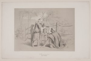 Dans la cour royale, p. 65, illustration de "La Fuite du Cerf" de Christian Winther - Lorenz Frølich