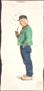 Homme fumant la pipe en sabots - Lorenz Frølich