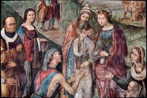 Sainte Cécile donne ses biens aux pauvres (détail) - Lorenzo Costa