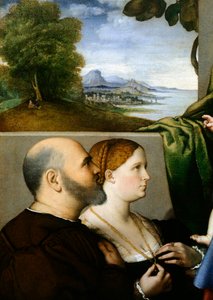 Madone et enfant avec deux donateurs, par Lorenzo Lotto (vers 1480-1556), détail