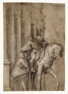 Saint Martin partageant son manteau avec un mendiant - Lorenzo Lotto