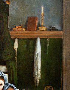 Étagère avec candélabre et livres (détail) - Lorenzo Lotto