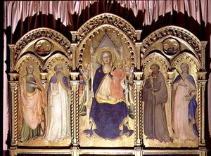 Madone et Enfant en trône avec SS. Lucie, Jean Gualbert, Benoît et Catherine, polyptyque 1413