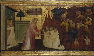 Saint Laurent libère les âmes du purgatoire. Scènes de la vie de Saint Laurent, prédelle, vers 1412