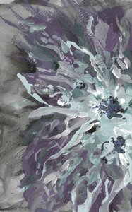 Abstraction florale violette et bleu sarcelle