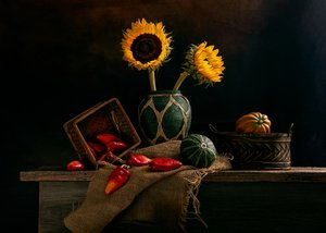 Récolte rustique de tournesols - Louie Luo