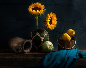 Tournesols et citrons rustiques