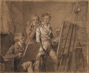 Trois jeunes artistes dans un atelier - Louis Leopold Boilly