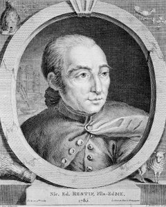 Portrait de Nicolas Edme Restif de La Bretonne (1734-1806) - par Binet, gravure - Louis (after) Binet