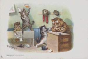 Chats dans une salle de classe : le professeur somnole et les élèves se conduisent mal - Louis (after) Wain