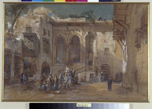 Une place animée au Caire, Égypte - Louis Amable Crapelet