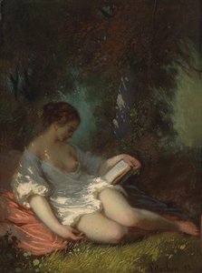 Lectrice dans un paysage de parc