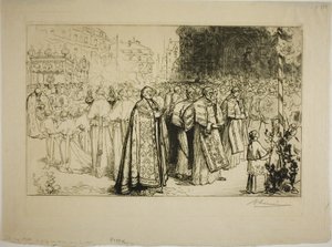 Rentrée de la procession dans la cathédrale de Nantes - Louis Auguste Lepère