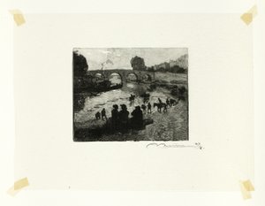 The Horse Pond at the Pont Marie, plate ten from Le Long de la Seine et des Boulevards