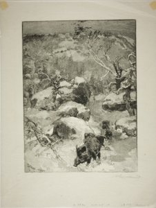 Winter: Cuvier-Châtillon Cliff - Louis Auguste Lepère