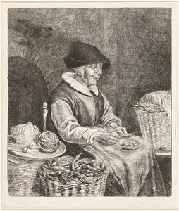 Coclers, L B, Vieille femme trempant des haricots (1780, Rijksmuseum Amsterdam) - Louis Bernard Coclers