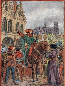Etienne Marcel, prévôt des marchands (1315-1358) acquérant la Maison des Piliers sur la Place de Grève en juillet 1357 (Etienne Marcel politicien, prévôt des marchands de Paris a acheté la soi-disant Maison aux Piliers en nom de t
