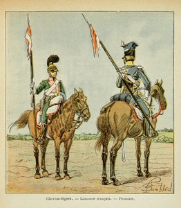 Illustration de Louis Bombled (1862-1927) du livre « Le Mémorial de Sainte-Hélène » du comte Emmanuel de Las Cases (1766-1842) : Chevaux légers de la Garde : Lancier français et polonais - Louis Charles Bombled