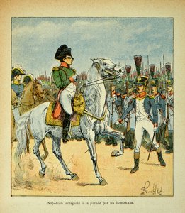 Illustration de Louis Bombled (1862-1927) du livre « Le Mémorial de Sainte-Hélène » par le comte Emmanuel de Las Cases (1766-1842) : Napoléon appelle un défilé par un lieutenant, Collection Privée