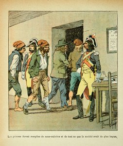 Illustration de Louis Bombled (1862-1927) du livre « Le Mémorial de Sainte-Hélène » par le comte Emmanuel de Las Cases (1766-1842) : Pendant la Révolution française, les prisons étaient pleines - Louis Charles Bombled