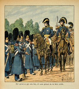 Illustration de Louis Bombled (1862-1927) du livre « Le Mémorial de Sainte-Hélène » par le comte Emmanuel de Las Cases (1766-1842) : Un grognard appelle un officier - Louis Charles Bombled