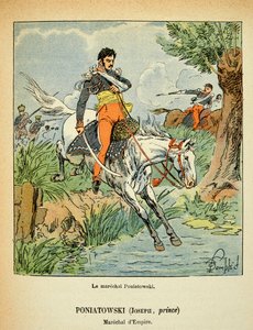 Illustration de Louis Bombled (1862-1927) du livre « Le Mémorial de Sainte-Hélène » du comte Emmanuel de Las Cases (1766-1842) : Portrait du maréchal Jozef Antoni Poniatowski (1763-1813) - Louis Charles Bombled