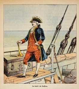 Illustration de Bombled Louis (1862-1927) du livre « Le Mémorial de Sainte-Hélène » par le comte Emmanuel de Las Cases (1766-1842) : Portrait de Pierre André de Suffren (1729-1788), dit le Bailli de Suffren, Vice-amiral, Collection privée