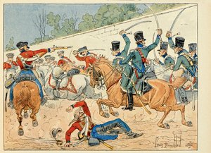 Illustration tirée du livre « Les héros du Siècle », récits anecdotiques par Dick de Lonlay et illustrés par Louis Bombled