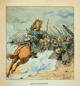 Mort du colonel prussien Kontski pendant les combats de Poupry en décembre 1870, Collection privée - Louis Charles Bombled