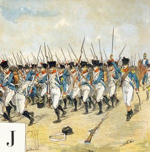 Lettre J : Jeune garde, "Je serai soldat" - Alphabet militaire - Louis Charles Bombled