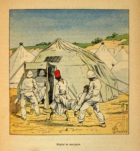 La Guerre à Madagascar - Histoire anecdotique des expéditions françaises de 1885-1895 par Henri Galli dit Galllichet, illustrée par Louis Bombled : Hôpital de campagne militaire à Madagascar en 1895