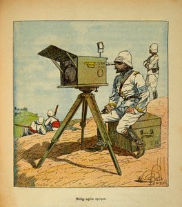 La guerre à Madagascar - Histoire anecdotique des expéditions françaises de 1885-1895 par Henri Galli dit Gallichet (1854-1922), illustrée par Louis Bombled (1862-1927) : Télégraphie optique en 1895