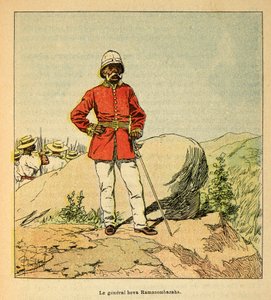 La guerre à Madagascar - Histoire anecdotique des expéditions françaises de 1885-1895 par Henri Galli dit Gallichet (1854-1922), illustrée par Louis Bombled (1862-1927) : Portrait du général Hova Ramasombazaha - Louis Charles Bombled