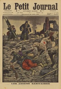 Utilisation de chiens de sauvetage pour rechercher des blessés, France, Première Guerre mondiale, 1915 - Louis Charles Bombled
