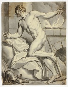 Nu masculin agenouillé près d